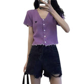 Butterfly Lettuce Trim Button Up Blouse